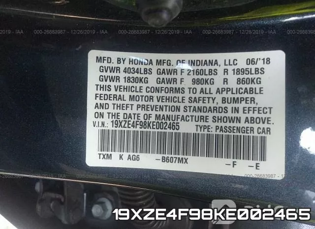 19XZE4F98KE002465 фото 8