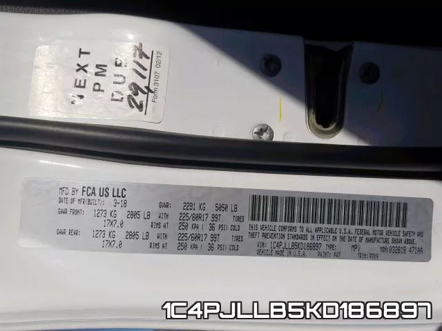 1C4PJLLB5KD186897 фото 2