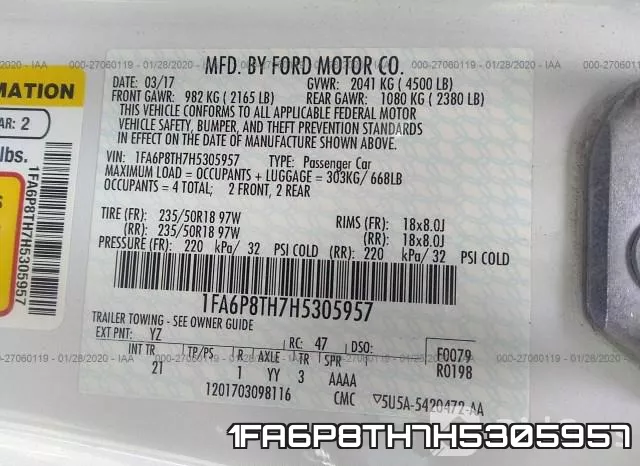 1FA6P8TH7H5305957 фото 9