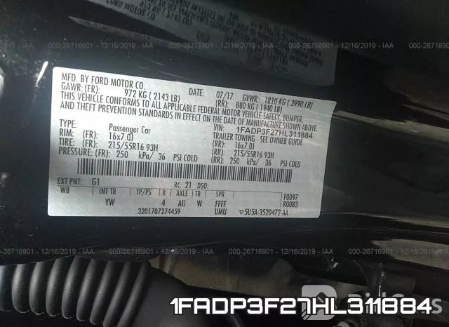 1FADP3F27HL311884 фото 9