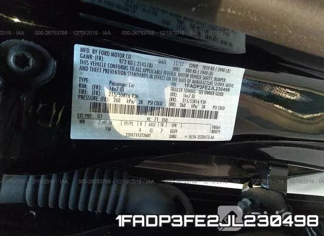 1FADP3FE2JL230498 фото 7