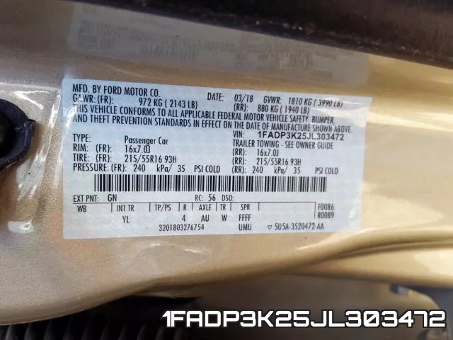 1FADP3K25JL303472 фото 2