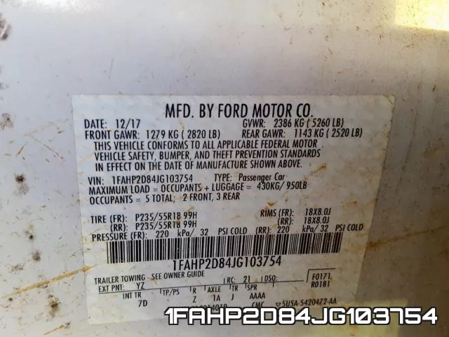1FAHP2D84JG103754 фото 2