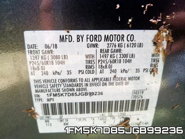 1FM5K7D85JGB99236 фото 2