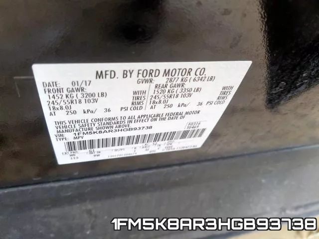 1FM5K8AR3HGB93738 фото 2
