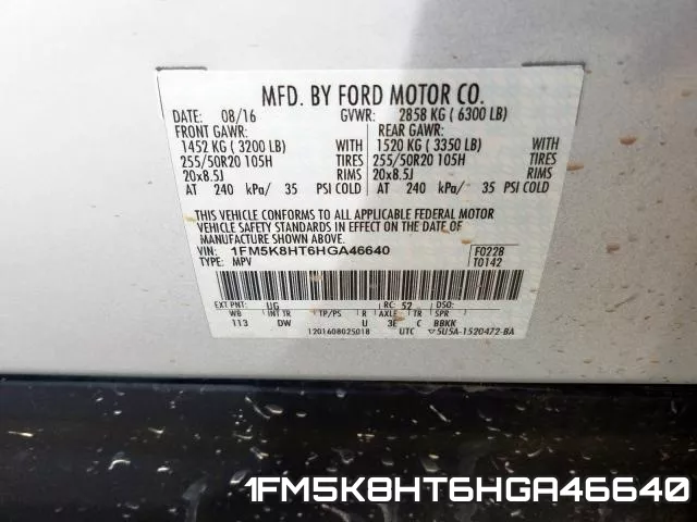 1FM5K8HT6HGA46640 фото 2