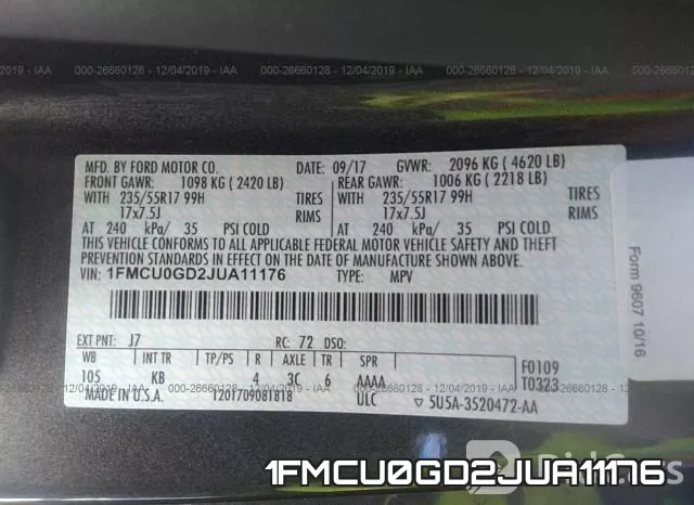 1FMCU0GD2JUA11176 фото 4