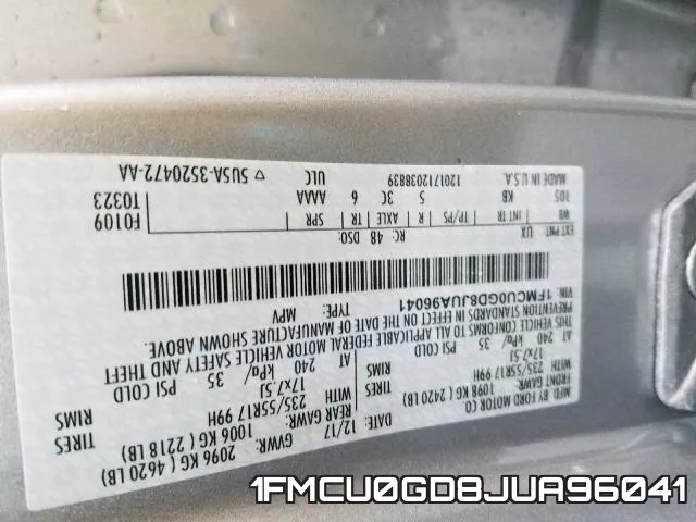 1FMCU0GD8JUA96041 фото 2