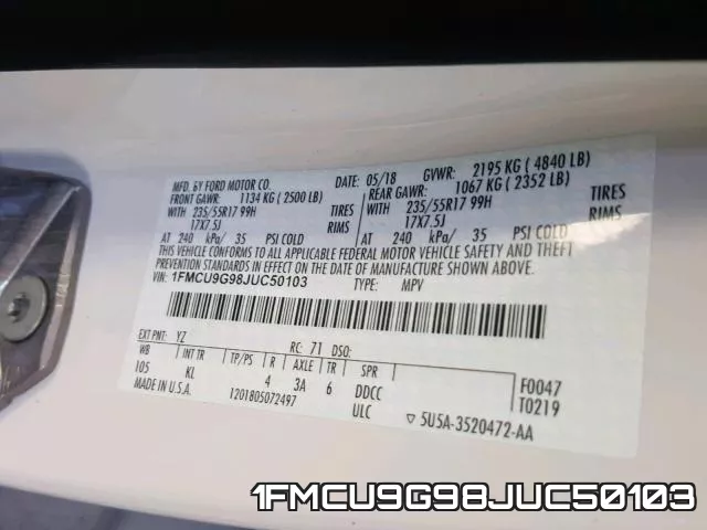 1FMCU9G98JUC50103 фото 2
