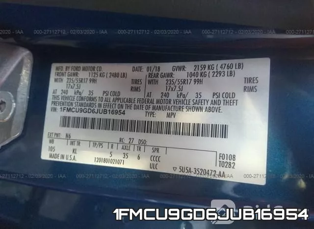 1FMCU9GD6JUB16954 фото 8