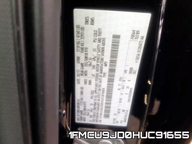1FMCU9JD0HUC91655 фото 2