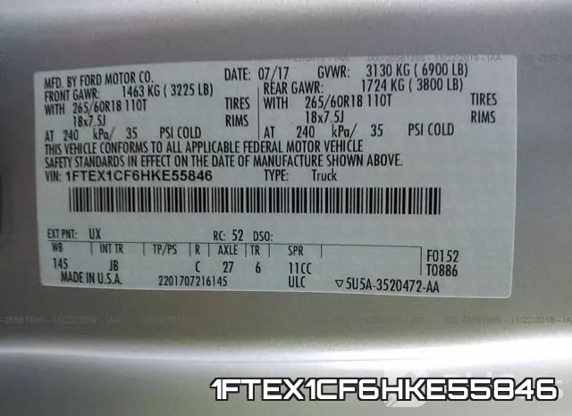 1FTEX1CF6HKE55846 фото 9