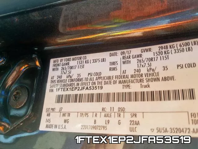 1FTEX1EP2JFA53519 фото 2