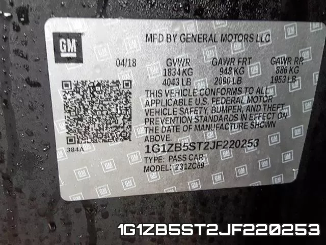 1G1ZB5ST2JF220253 фото 2