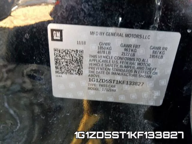 1G1ZD5ST1KF133827 фото 2