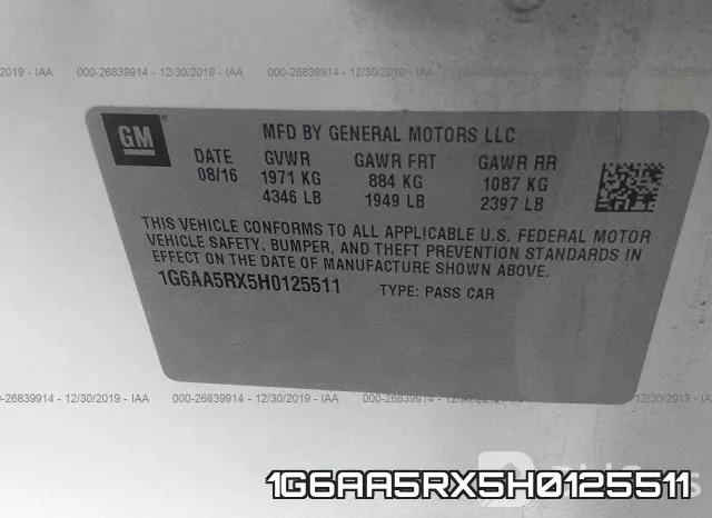 1G6AA5RX5H0125511 фото 7