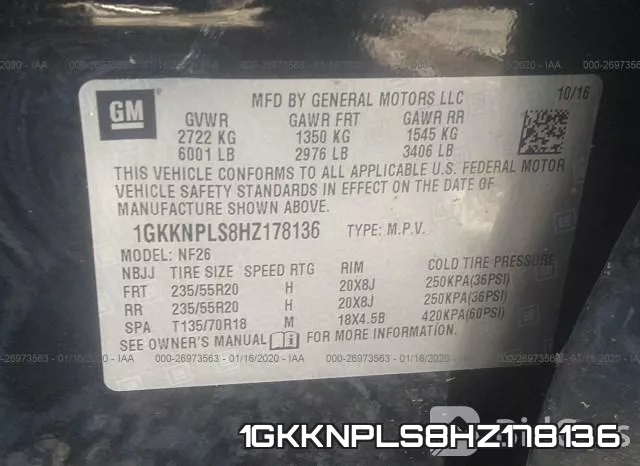 1GKKNPLS8HZ178136 фото 9