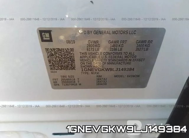 1GNEVGKW9LJ149384 фото 9