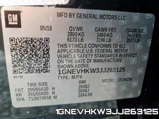 1GNEVHKW3JJ263125 фото 2