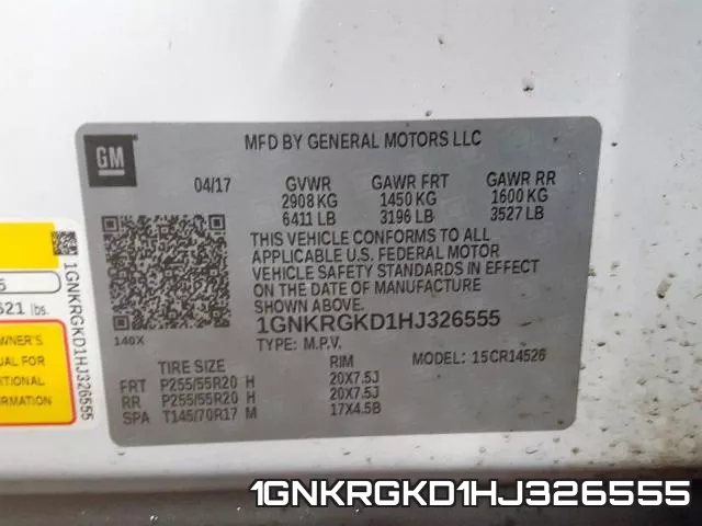 1GNKRGKD1HJ326555 фото 2