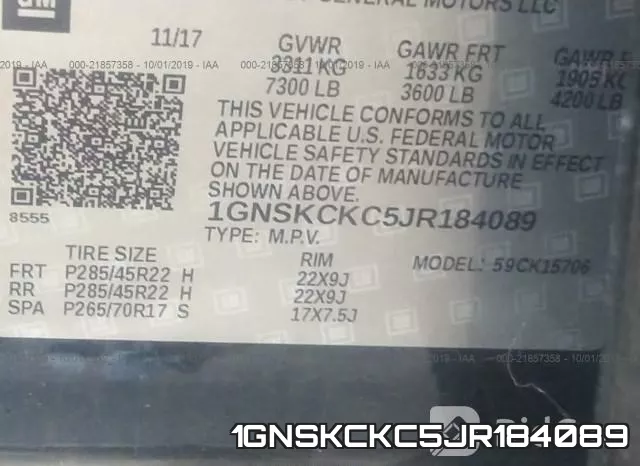 1GNSKCKC5JR184089 фото 8