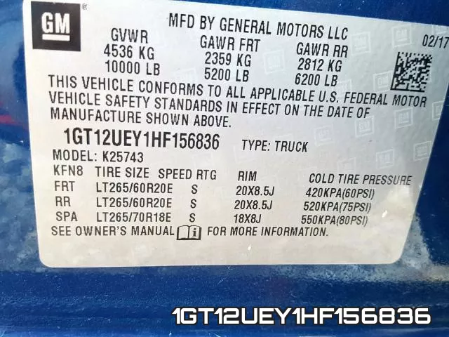 1GT12UEY1HF156836 фото 2
