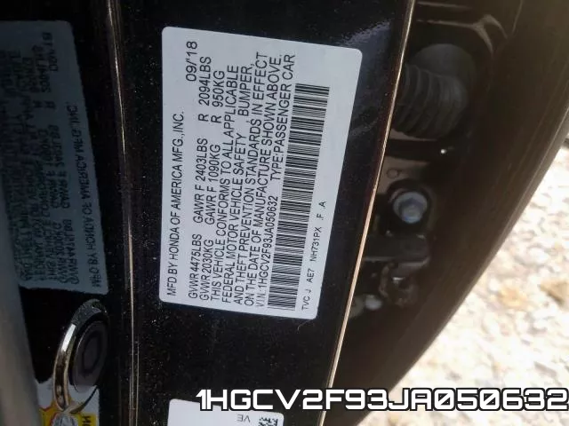 1HGCV2F93JA050632 фото 2