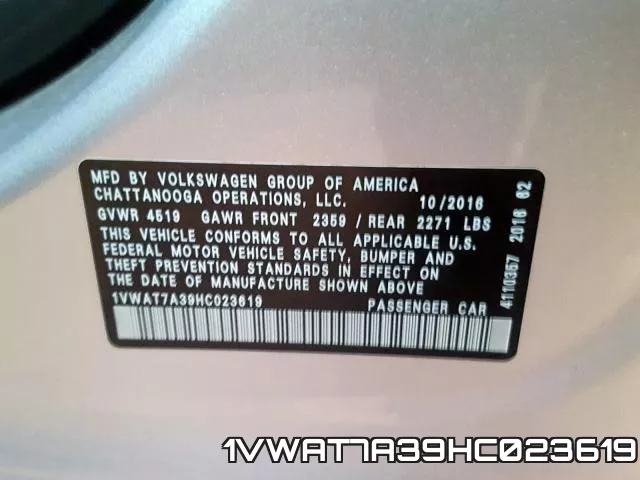 1VWAT7A39HC023619 фото 2