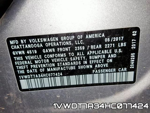 1VWDT7A34HC077424 фото 2