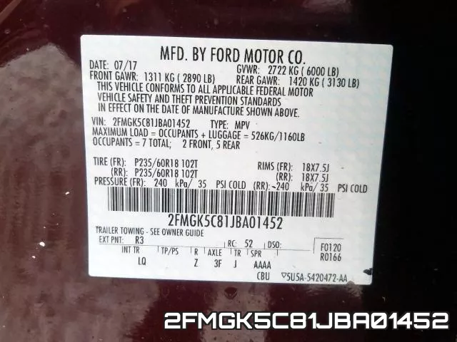2FMGK5C81JBA01452 фото 2