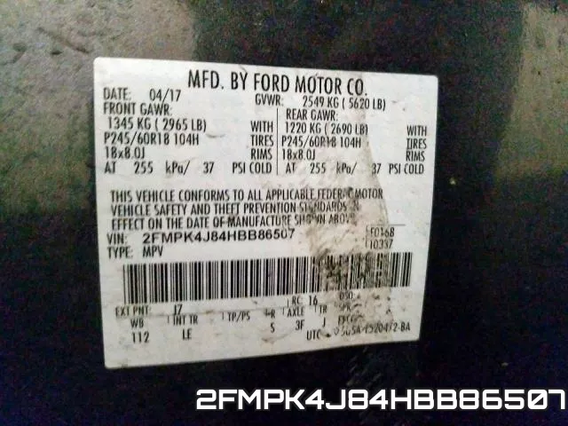 2FMPK4J84HBB86507 фото 2