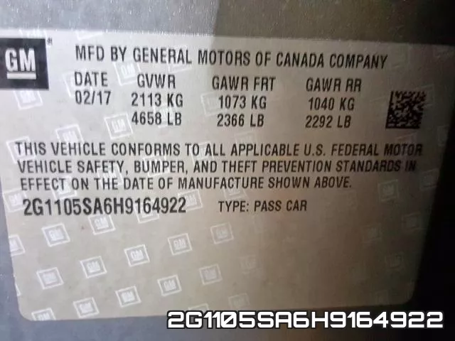 2G1105SA6H9164922 фото 2