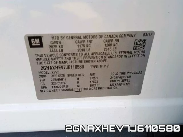 2GNAXHEV7J6110580 фото 2