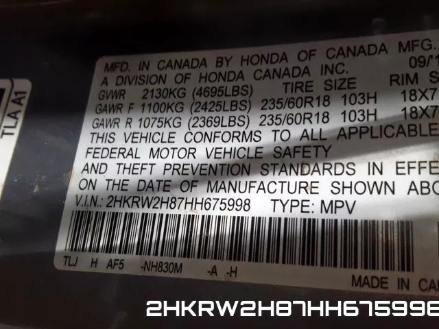 2HKRW2H87HH675998 фото 2