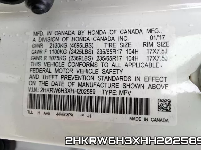 2HKRW6H3XHH202589 фото 2