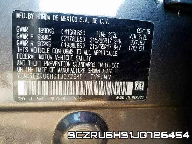 3CZRU6H31JG726454 фото 2