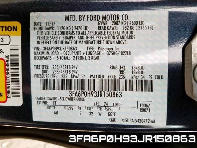 3FA6P0H93JR150863 фото 2