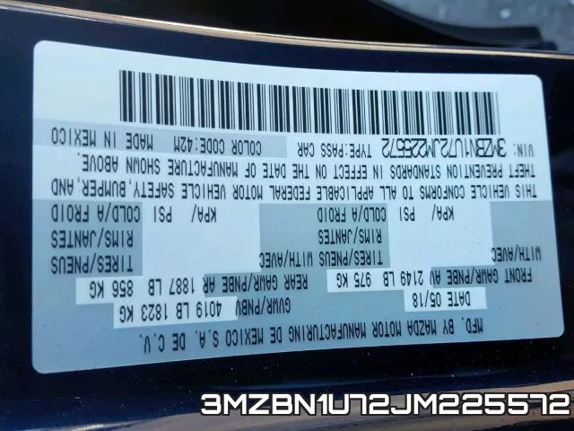 3MZBN1U72JM225572 фото 2