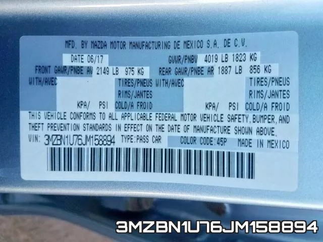 3MZBN1U76JM158894 фото 2