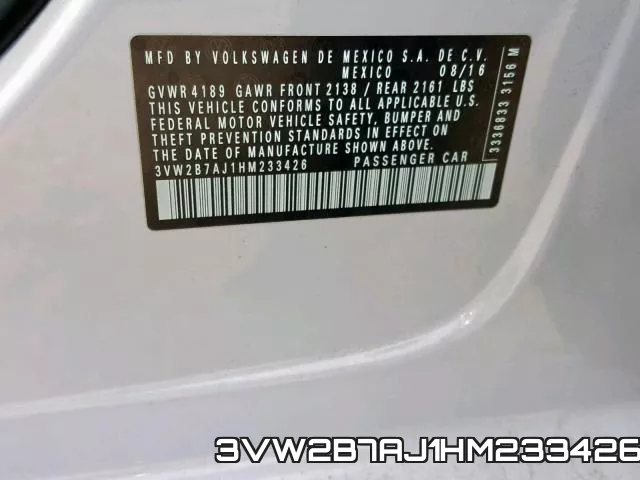 3VW2B7AJ1HM233426 фото 2