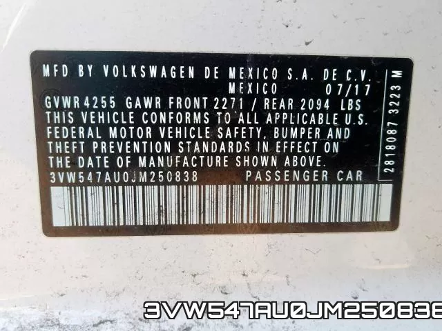 3VW547AU0JM250838 фото 2