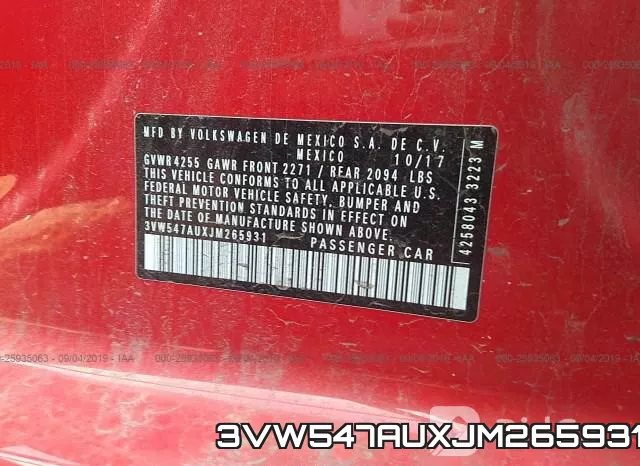 3VW547AUXJM265931 фото 9