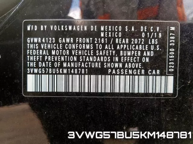 3VWG57BU5KM148781 фото 2