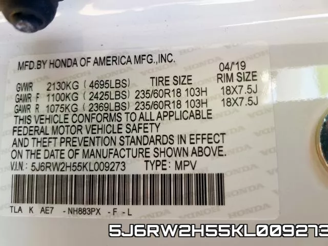 5J6RW2H55KL009273 фото 2