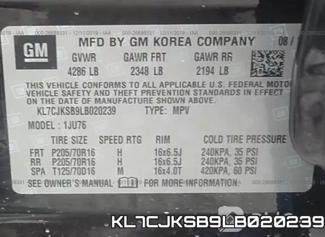 KL7CJKSB9LB020239 фото 9
