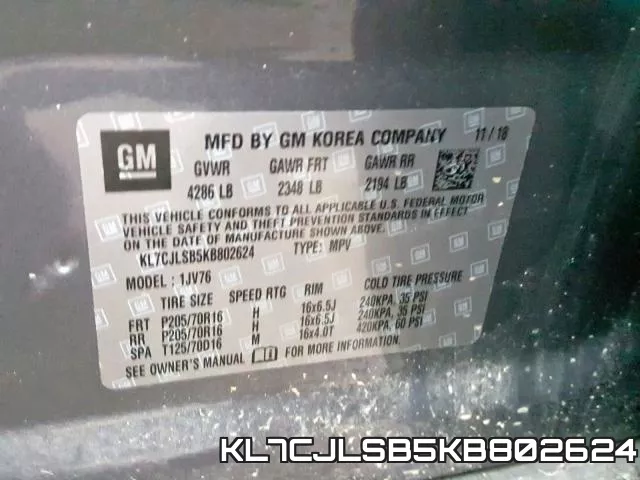 KL7CJLSB5KB802624 фото 2