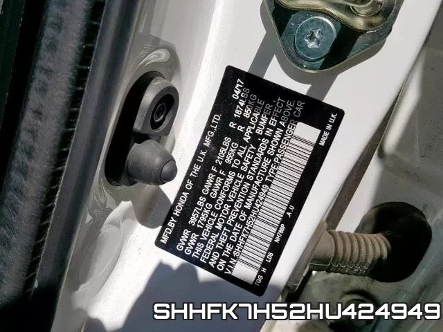SHHFK7H52HU424949 фото 2
