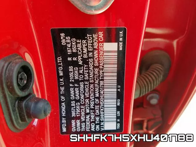SHHFK7H5XHU401788 фото 2