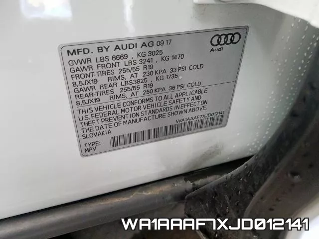 WA1AAAF7XJD012141 фото 2