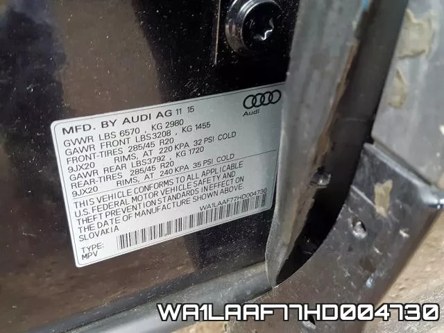 WA1LAAF77HD004730 фото 2